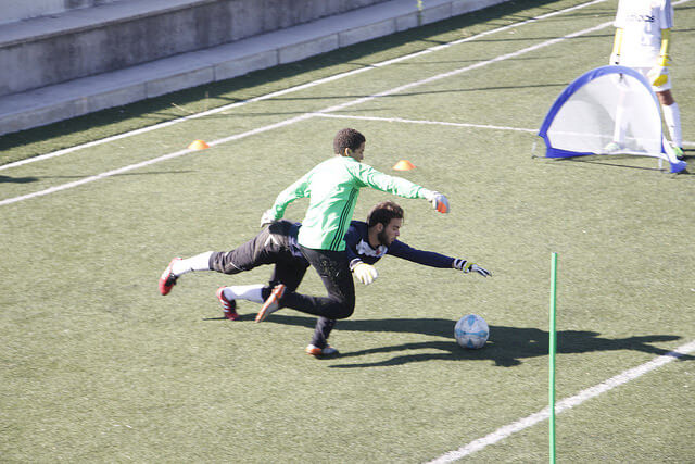 porteros entrenando