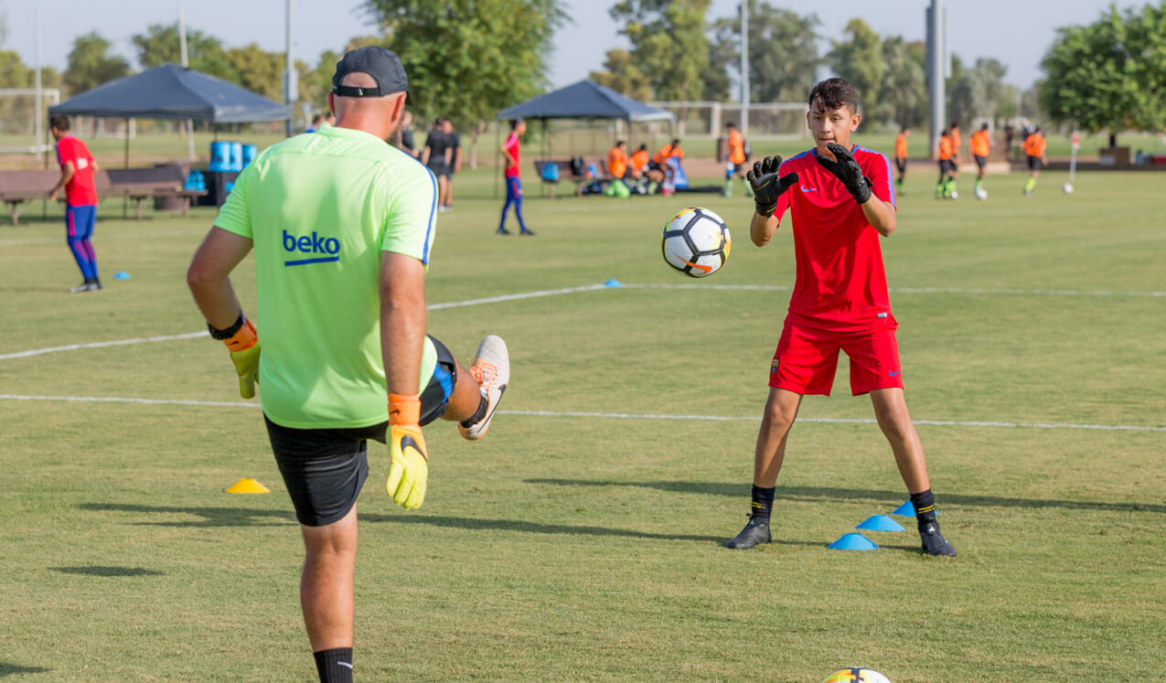 Goalkeeper training at the FC Barcelona High Performance Academy Goalkeeper training at the FC Barcelona High Performance Academy