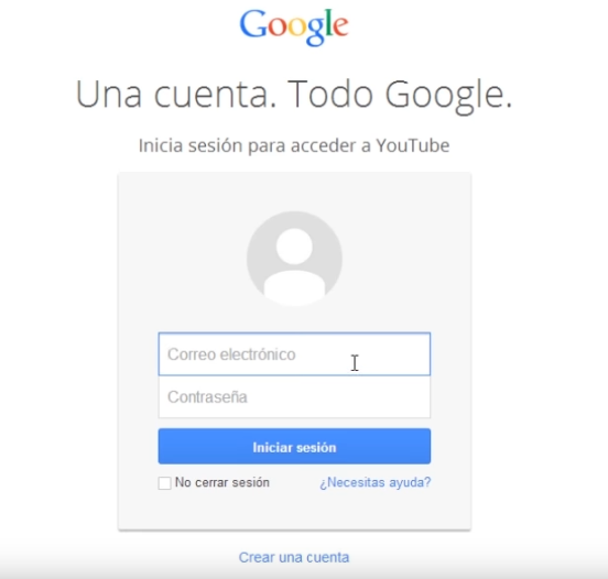 pantalla inicio de sesión en Google