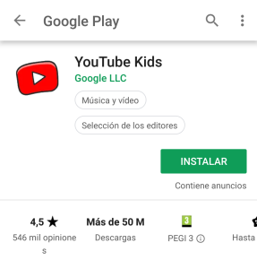 captura de la instalación de You Tube Kids