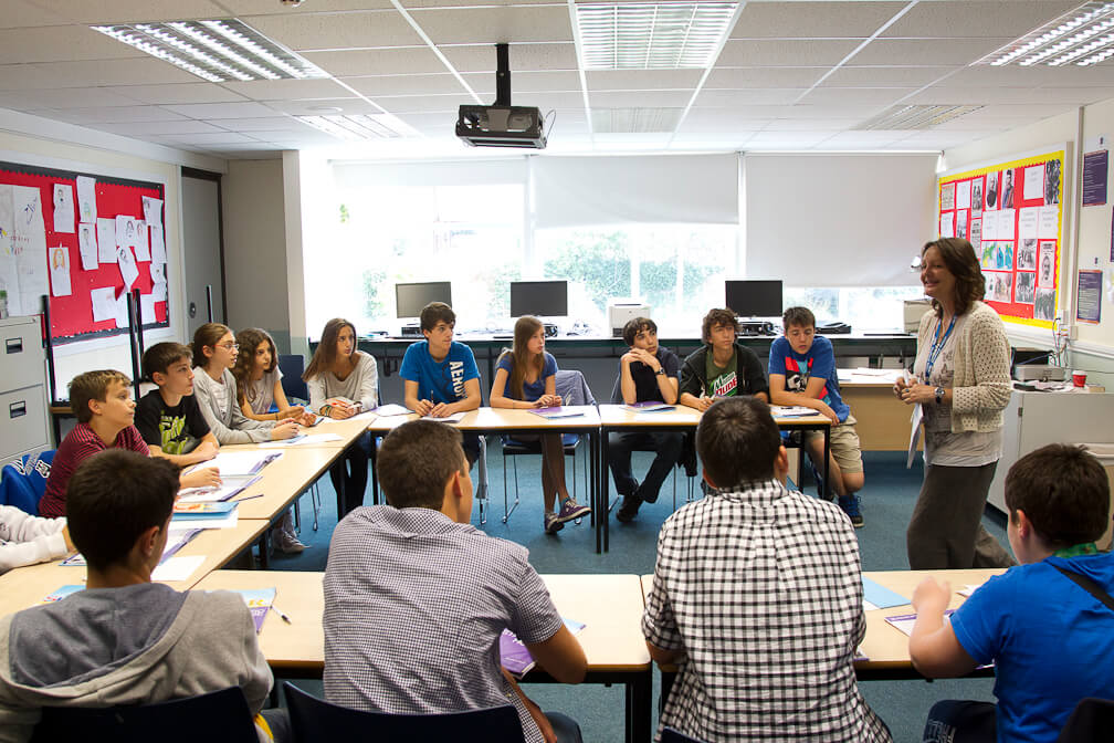 Language classes at . Right picture Language classes at