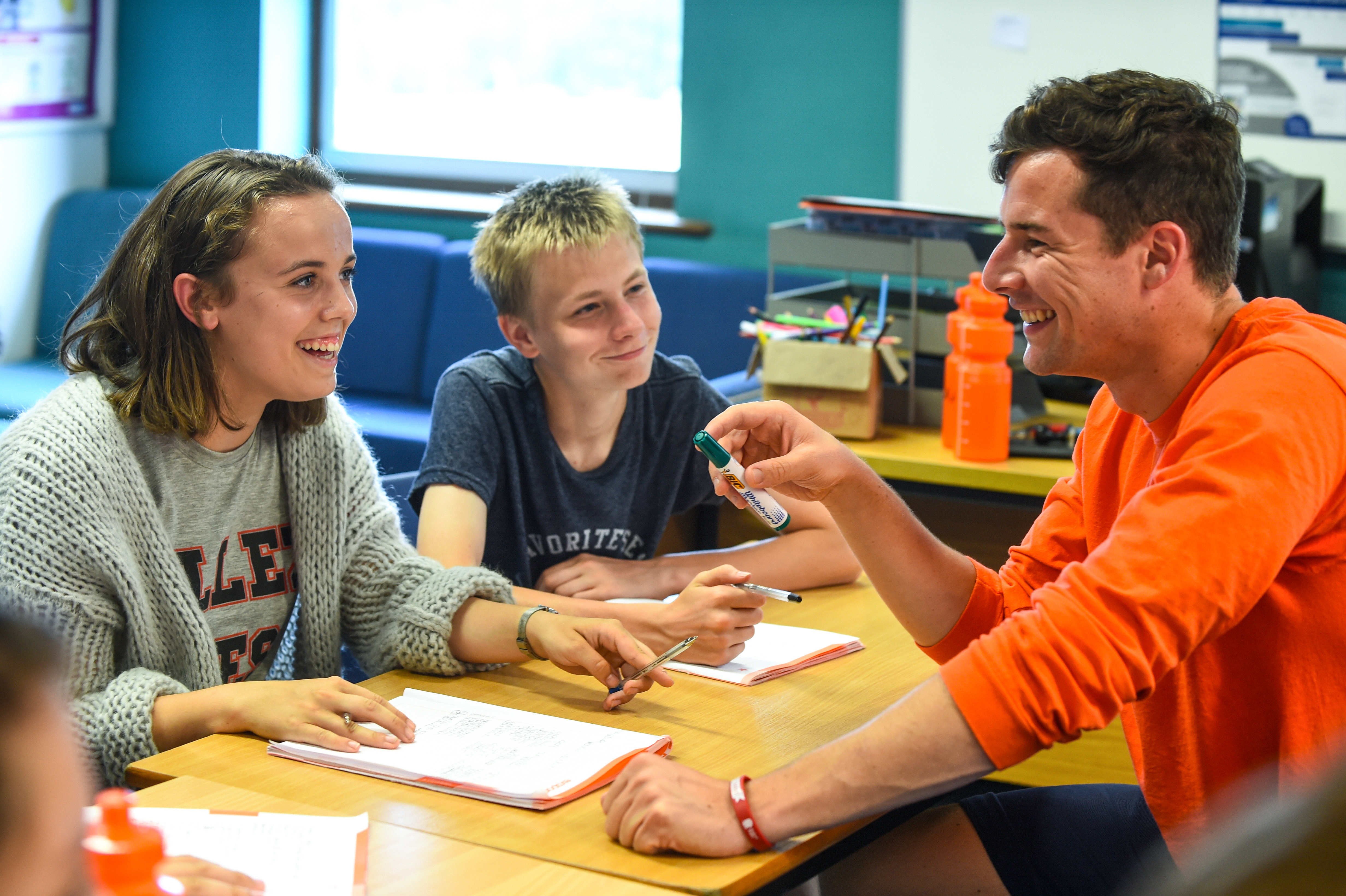 Language classes at . Right picture Language classes at
