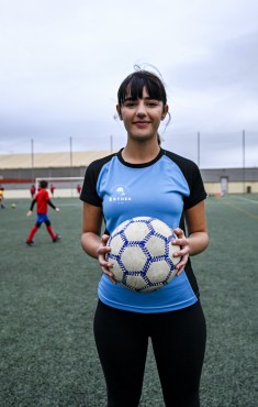 Young players training at a football development centre